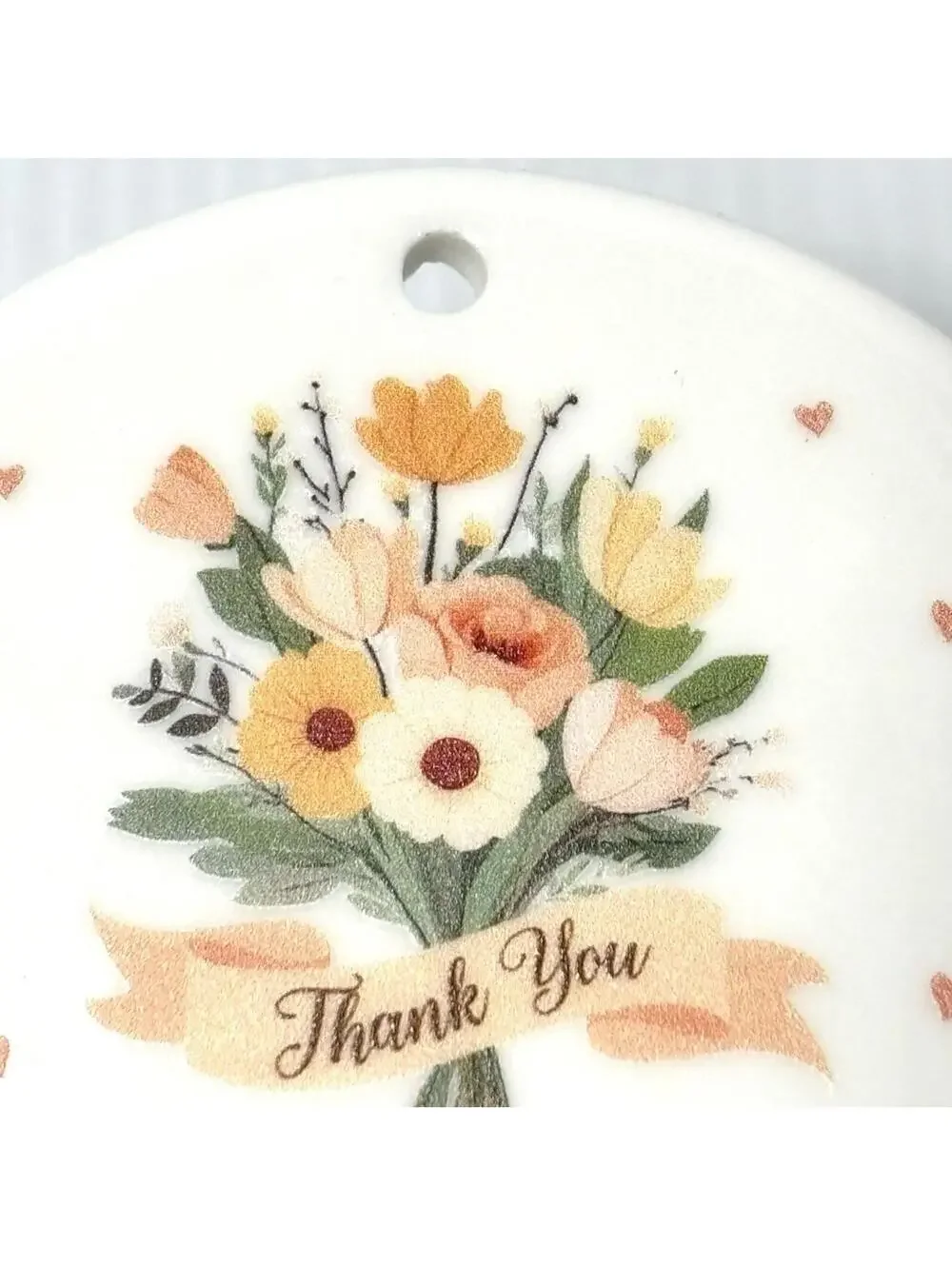 Thank You Floral Flower Bouquet Ornament Cute Keepsake Gift New No Ribbon-NEW